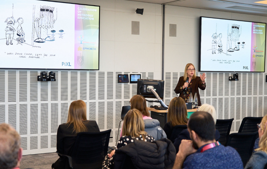 Rachel Johnson delivers her keynote on Connection, Belonging and Success in Times of Change