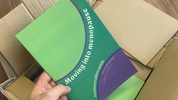 The cover of the Moving into Menopause booklet