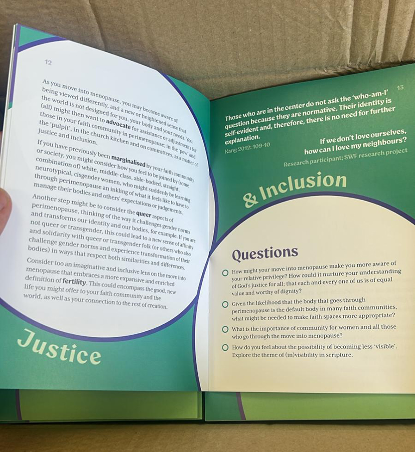 A page from the Moving into Menopause booklet on the theme of justice and inclusion