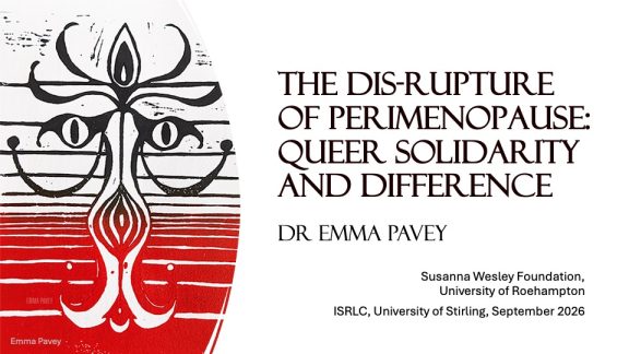abstract black and red image with text reading The Dis-rupture of Perimenopause - Queer solidarity and difference
